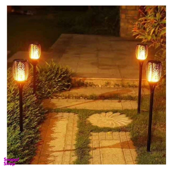 چراغ باغی خورشیدی طرح مشعل مدل XF6006 بسته 4 عددی