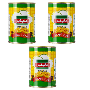 کنسرو ذرت دلپذیر وزن 415 گرم بسته ۳ عددی