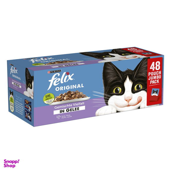 پوچ گربه بالغ فلیکس مدل ژله ای طعم مرغ وزن 85 گرم