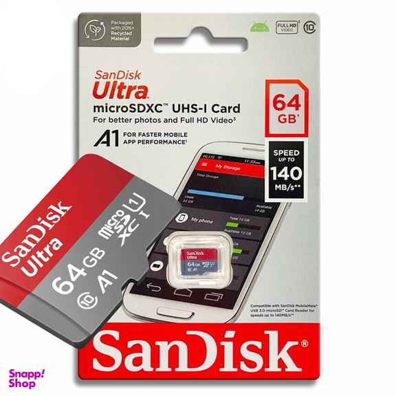 کارت حافظه microSDXC سن دیسک مدل Ultra کلاس 10 استاندارد UHS-I A1 سرعت 140 مگابایت بر ثانیه ظرفیت 64 گیگابایت