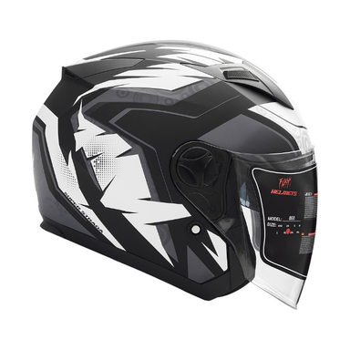 کلاه کاسکت بدون فک فلش مدل 868 matt black-white