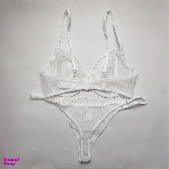 ست سوتین و شورت زنانه مدل توری کد 2020ozw رنگ سفید