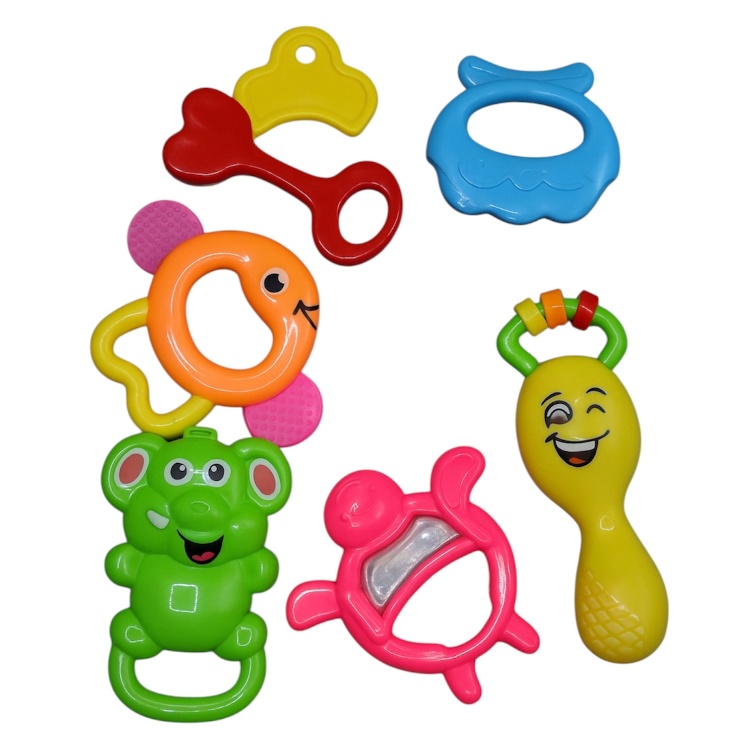 ست جغجغه و دندونی نوزاد کد A128 مجموعه 6 عددی