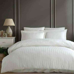 ست 4 تکه لحاف دونفره رزین تاژ ملرز مدل هتلی هیلتون راه راه سفید