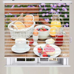 پرده زبرا زیو طرح صبحانه کد B5 سایز 200x150 سانتی متر