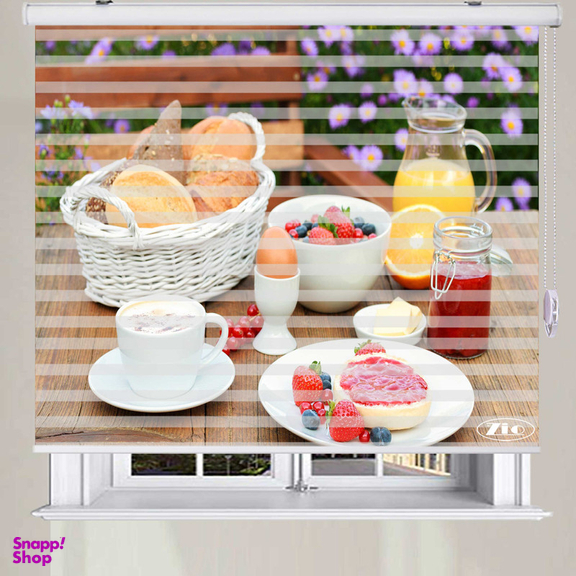 پرده زبرا زیو طرح صبحانه کد B5 سایز 200x150 سانتی متر
