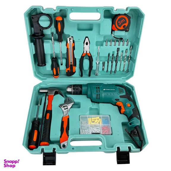 دریل چکشی پاور اکشن مدل ID 750-B مجموعه 28 عددی