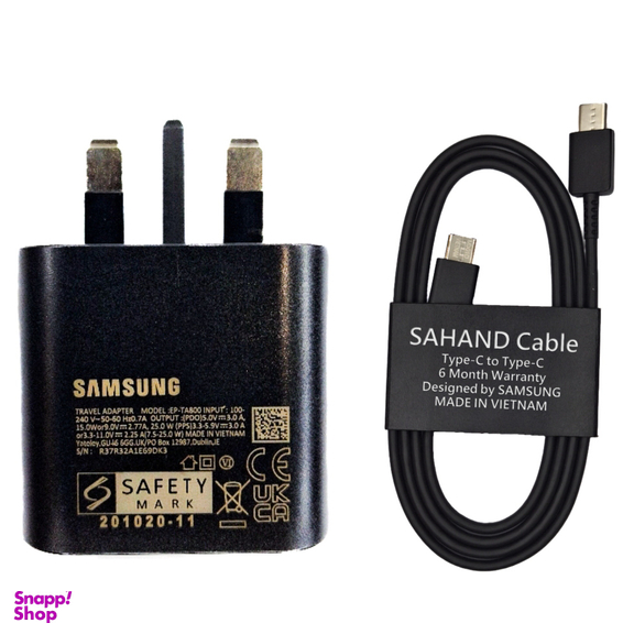 شارژر دیواری سامسونگ مدل 25W PD سریال R37R32A1E69DK3 به همراه کابل Type-C