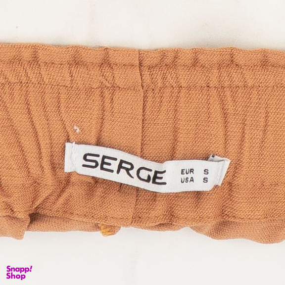 شلوارک زنانه سرژه مدل کمر کش جیب دار 229127 رنگ شتری