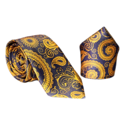 ست کراوات و دستمال جیب مردانه آیکت مدل بته جقه محو کد z3