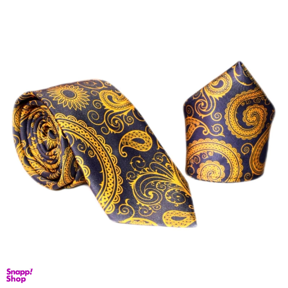 ست کراوات و دستمال جیب مردانه آیکت مدل بته جقه محو کد z3