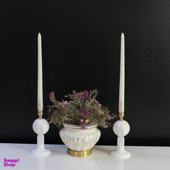 شمعدان نورهام مدل POONY-WHITE مجموعه 2 عددی