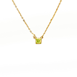 گردنبند طلا 18 عیار زنانه سی دا مهر مدل تک نگین مربع زرد