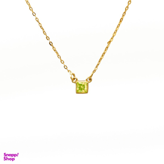 گردنبند طلا 18 عیار زنانه سی دا مهر مدل تک نگین مربع زرد