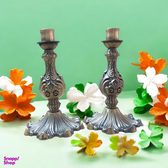 جاشمعی برنجی طرح آنتیک مجموعه 2 عددی