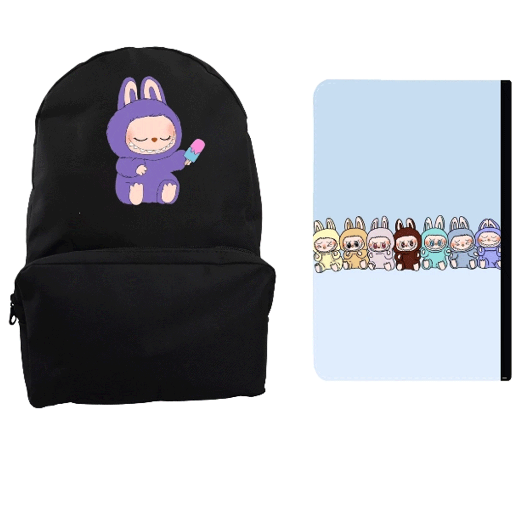 کوله پشتی طرح عروسک لابوبو کد 559 به همراه کلاسور