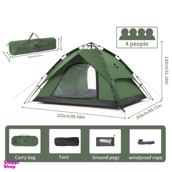 چادر 4 نفره اتوماتيک Naturehike مدل Dual use PopUp 4 Auto کد ZP008