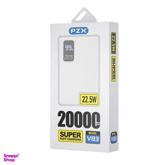 پاوربانک پی زد ایکس مدل V83 Fast Charge 22.5W ظرفیت 20000 میلی آمپر ساعت