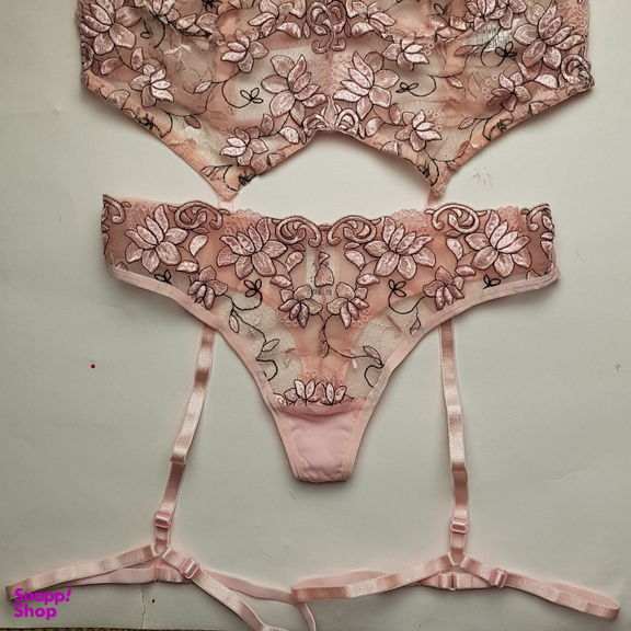 لباس خواب زنانه برتا مدل توری فنردار کد 2600EMP رنگ صورتی چرک