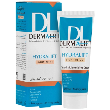 کرم مرطوب کننده رنگی درمالیفت مدل Hydra Lift رنگ بژ روشن حجم 40 میلی لیتر