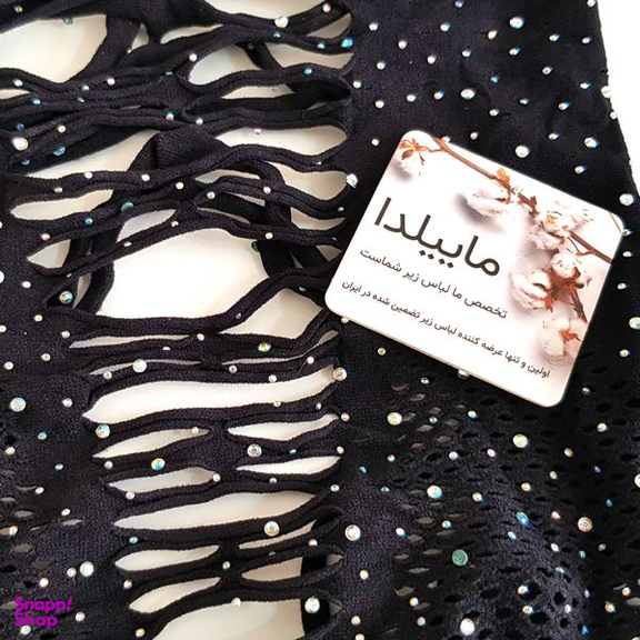 لباس خواب زنانه ماییلدا مدل نگین دار فانتزی کد 4860-7144 رنگ مشکی