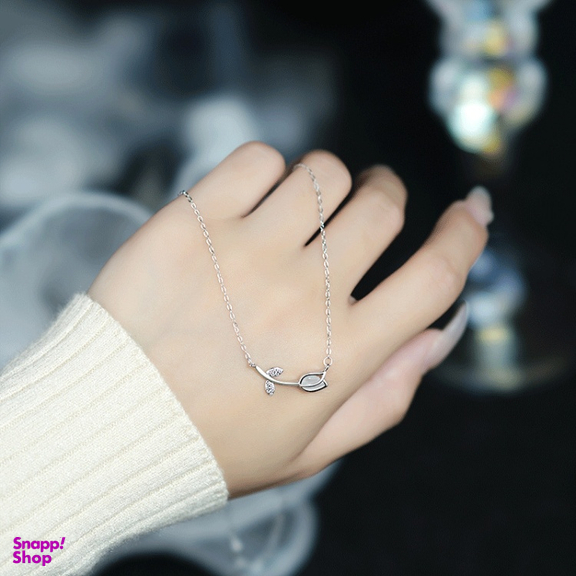 گردنبند نقره زنانه مدل رز سفید کد N2155