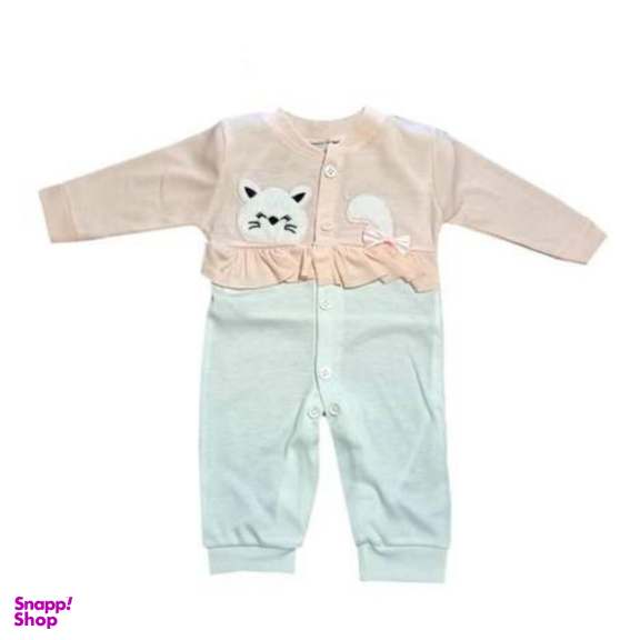 ست سرهمی و کلاه نوزادی مدل گربه خندون کد 3573