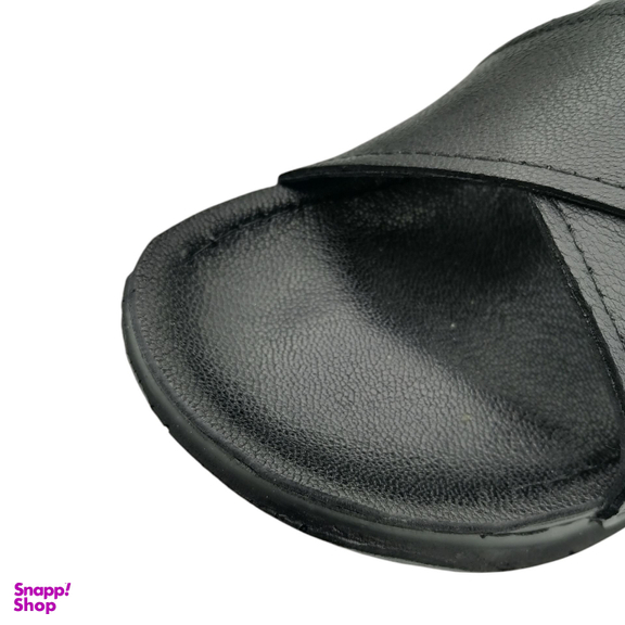 صندل طبی مردانه چرم ریباری مدل H102 رنگ مشکی