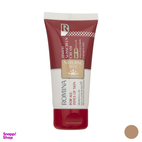 کرم ضد آفتاب رومینا مدل Natural Beige-90 حجم 50 میلی لیتر