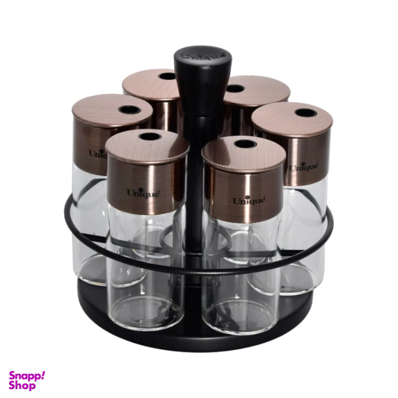 ست جای ادویه 6 پارچه یونیک کد 11043 به همراه استند