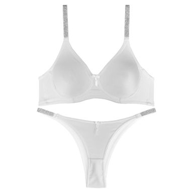 ست شورت و سوتین زنانه نوشه پوش مدل فنردار توری کد 90103 رنگ سفید