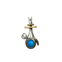 گل سینه نقره 925 عیار زنانه طرح دایره آبی کد 45014 GLSN