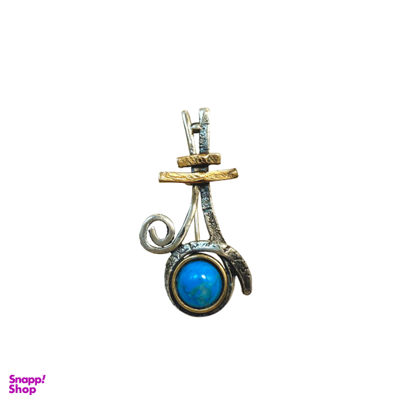 گل سینه نقره 925 عیار زنانه طرح دایره آبی کد 45014 GLSN