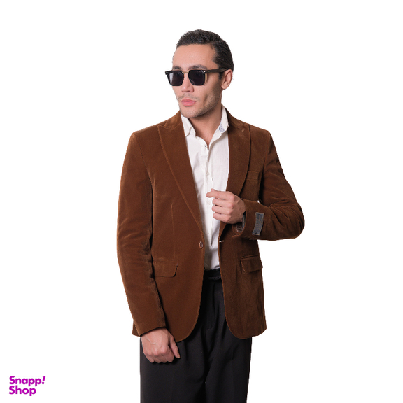 کت تک مردانه مدل مخمل رنگ عسلی