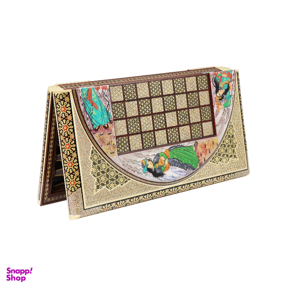شطرنج خاتم کاری طرح برجسته نقاشی چهره سایز 50