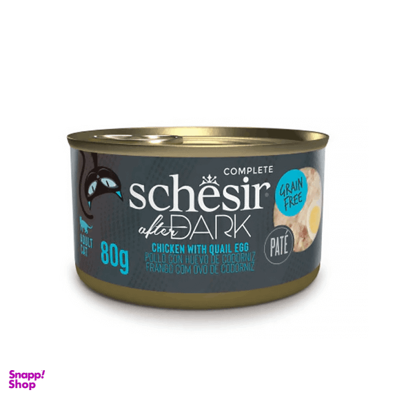 کنسرو گربه شسیر افتر دارک مدل مرغ و تخم بلدرچین وزن 80 گرم