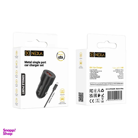 شارژر فندکی 18 وات نکسا مدل R18 به همراه کابل Type-C