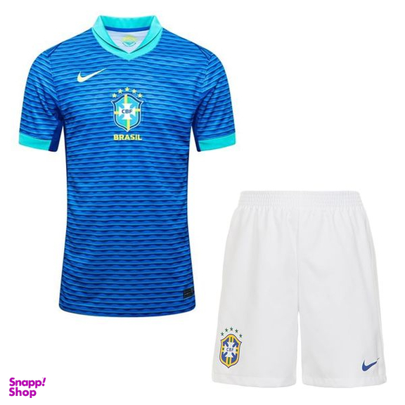 ست تیشرت و شلوارک ورزشی پسرانه مدل برزیل Away 2024