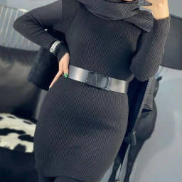 زیر سارافونی زنانه مدل بافت ساده کد 40703 Lovi رنگ مشکی