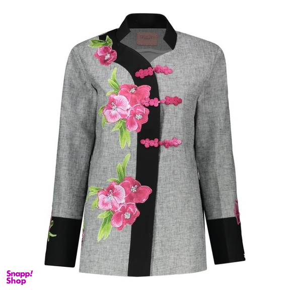 کت زنانه گره استایل مدل ساکورا رنگ سفید مشکی