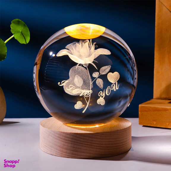 چراغ خواب طرح گوی 3D مدل گل رز