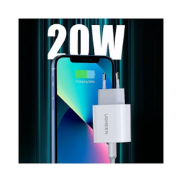 شارژر دیواری یوگرین مدل CD137 کد 50698 همراه با کابل USB-C to Lightning رنگ سفید