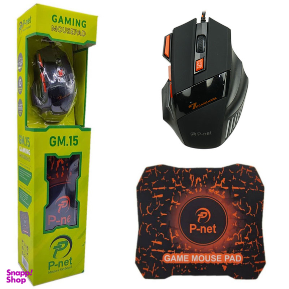 ماوس گیمینگ پی نت مدل P-net GM.15 به همراه پد ماوس