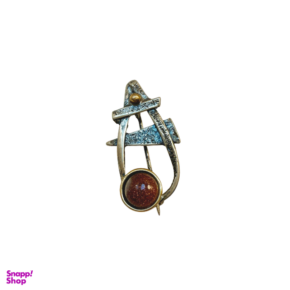 گل سینه نقره 925 عیار زنانه طرح بیضی و دایره کد 45012 GLSN