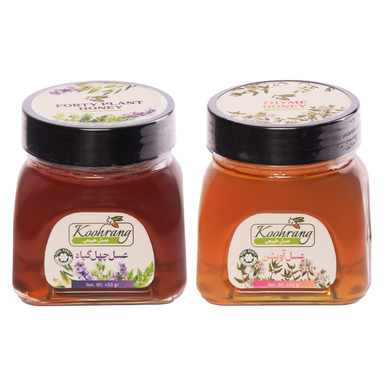 عسل طبیعی چهل گیاه و آویشن رویال کندو کوهرنگ وزن 450 گرم بسته 2 عددی
