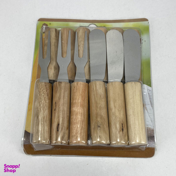 کارد و چنگال صبحانه خوری مدل دسته چوبی مجموعه 12 عددی