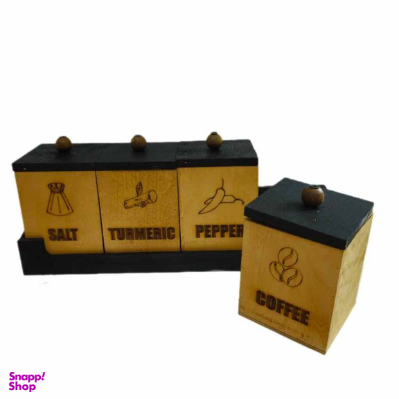 ست جای ادویه 4 پارچه کد 1260 به همراه استند
