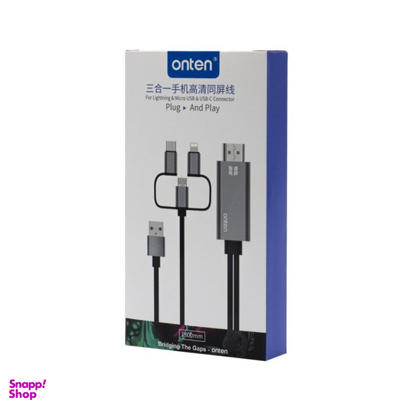 کابل HDMI به MicroUSB/Lightning/Type-C/USB اونتن مدل 7537 طول 1.8 متر
