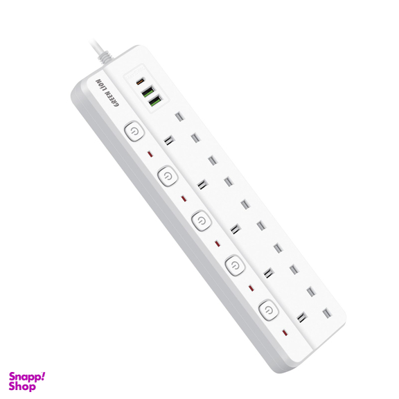 چندراهی برق گرین لاین مدل 2500W GNPOWS2USBWH رنگ سفید