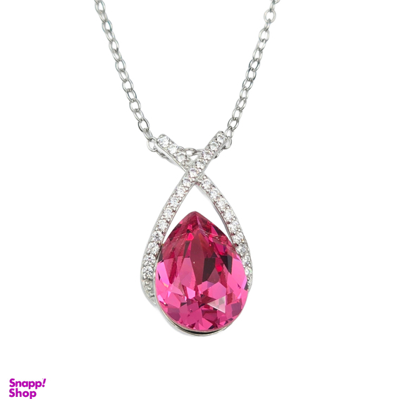 گردنبند نقره زنانه طرح سواروسکی کد swar44 رنگ صورتی